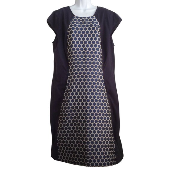eshakti Dresses & Skirts - eShakti Womens Office Work Business Dress Polka Dot Mature Dress Navy 3X